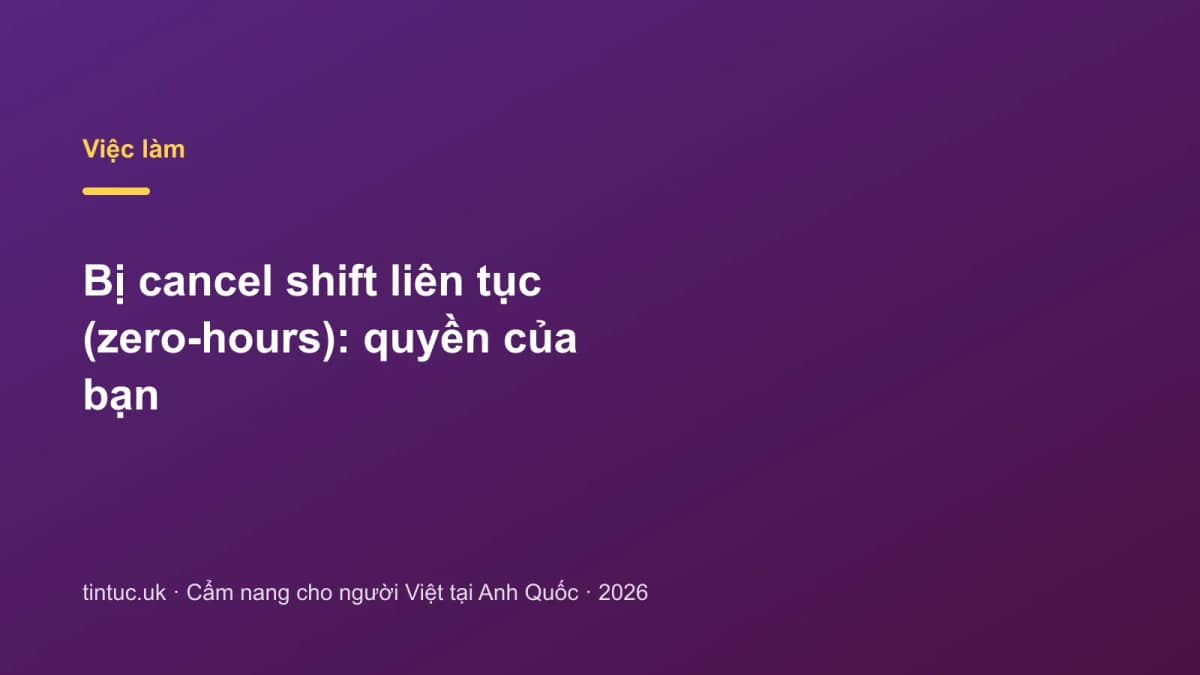 Bị cancel shift liên tục (zero-hours): Quyền của bạn