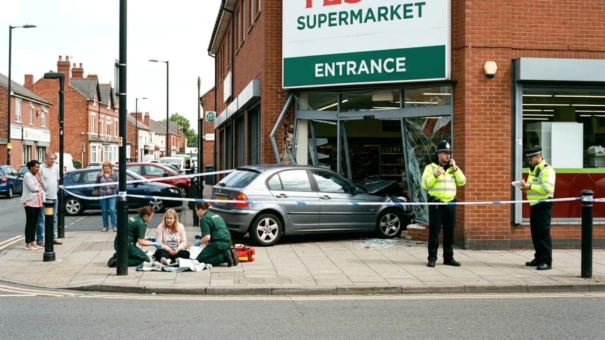 Birmingham: Xe đâm vào siêu thị, một phụ nữ bị thương, tài xế bỏ trốn