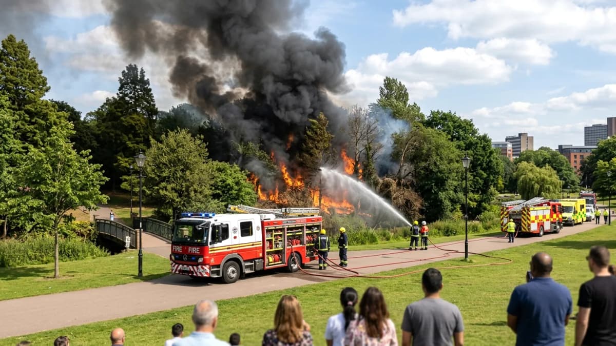 Cháy lớn tại công viên ở Birmingham: Lực lượng cứu hỏa kịp thời ứng phó