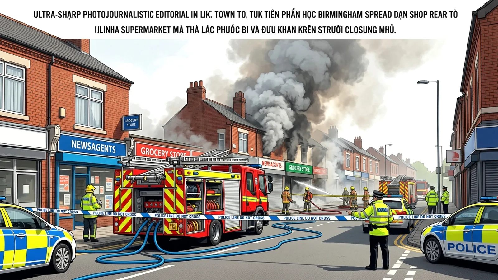 Hỏa hoạn tại Birmingham: Đám cháy sau cửa hàng lan sang siêu thị, cảnh sát phong tỏa đường phố