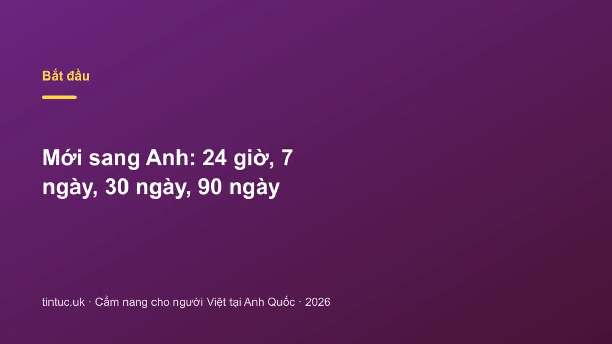 Mới sang Anh: 24 giờ, 7 ngày, 30 ngày, 90 ngày