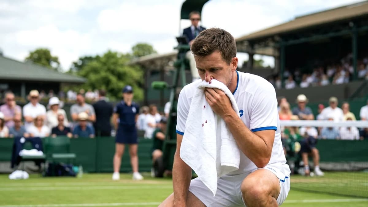 Tay vợt Anh Arthur Fery vượt khó, vào vòng 4 Wimbledon dù chảy máu cam